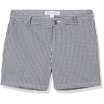 Amazon Essentials Women's 5" Chino Short - Black Gingham