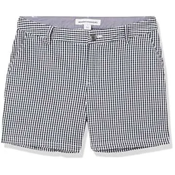 Amazon Essentials Women's 5" Chino Short - Black Gingham