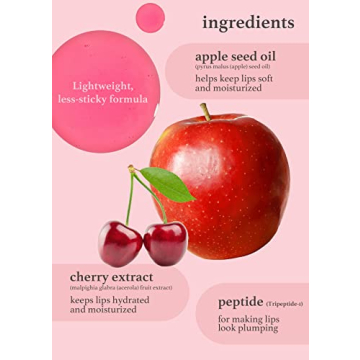 Nooni Applecherry Vegan Lip Oil - Long-Lasting, Moisturizing