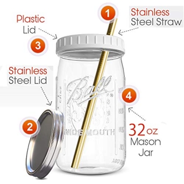 Reusable Wide Mouth Smoothie Cups with Lids and Straws
