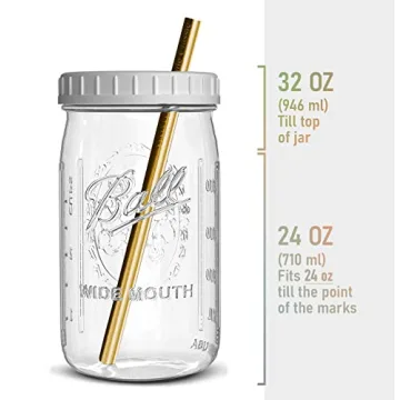 Reusable Wide Mouth Smoothie Cups with Lids and Straws