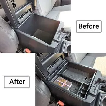 EDBETOS Center Console Accessory Organizer Compatible with Toyota Tacoma 2016-2019 2020 2021 2022 2023 ABS Material Armrest Box Insert Tray (Black Trim)