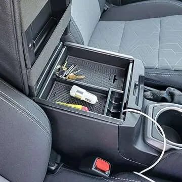 EDBETOS Center Console Accessory Organizer Compatible with Toyota Tacoma 2016-2019 2020 2021 2022 2023 ABS Material Armrest Box Insert Tray (Black Trim)