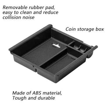 EDBETOS Center Console Accessory Organizer Compatible with Toyota Tacoma 2016-2019 2020 2021 2022 2023 ABS Material Armrest Box Insert Tray (Black Trim)