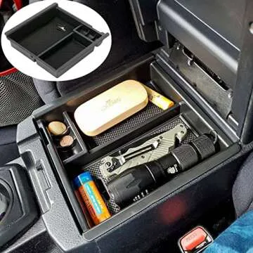 EDBETOS Center Console Accessory Organizer Compatible with Toyota Tacoma 2016-2019 2020 2021 2022 2023 ABS Material Armrest Box Insert Tray (Black Trim)