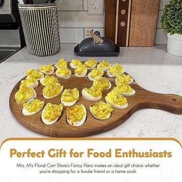 Mrs. M's Floral Cart Deviled Egg Platter & Charcuterie Board - Premium Quality Acacia Wood, Easy to Wash & Deviled Egg Tray, Cutting Board, Cheese Board, Serving Platter & Deviled Egg Carrier