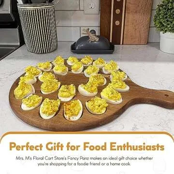 Mrs. M's Floral Cart Deviled Egg Platter & Charcuterie Board - Premium Quality Acacia Wood, Easy to Wash & Deviled Egg Tray, Cutting Board, Cheese Board, Serving Platter & Deviled Egg Carrier