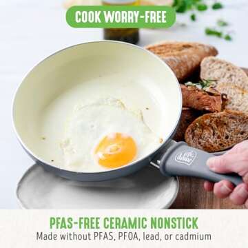GreenLife Soft Grip 16 Piece Cookware Set, Non-Toxic PFAS-Free Ceramic Nonstick, Frying, Sauce, Saut...