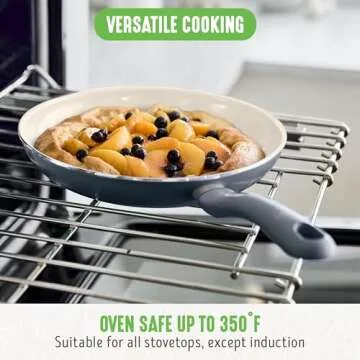 GreenLife Soft Grip 16 Piece Cookware Set, Non-Toxic PFAS-Free Ceramic Nonstick, Frying, Sauce, Saute, Utensils, Glass Lids, Stay-Cool Handles, Wobble Free, Dishwasher & Oven Safe, Quartz Grey