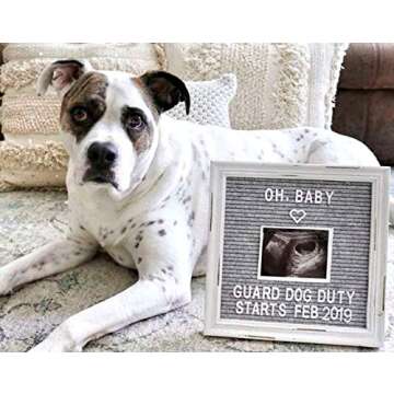 Gray Felt Letter Board Back to School Sign with Rustic Wood White Frame - Grey Farmhouse Letter Boar...