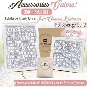 Gray Felt Letter Board Back to School Sign with Rustic Wood White Frame - Grey Farmhouse Letter Board Sign with Stand - Baby Announcement 10x10 Felt Board Changeable Message Board with 350 Letter Set