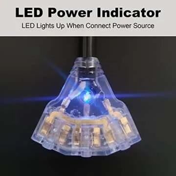 CircleCord 30 Amp to 110V RV/Generator Distribution Adapter Cord, NEMA TT-30P Male to 3X 5-15R/5-20R T-Blade Household Outlet Female with LED Power Indicator 3750W