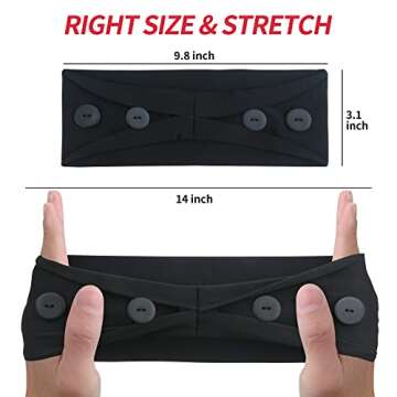 ABAMERICA Headbands with Button for Mask, Wide Nurses Headbands Non Slip Elastic Ear Protection for Women Men Doctors Sweatband Headband