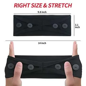 ABAMERICA Headbands with Button for Mask, Wide Nurses Headbands Non Slip Elastic Ear Protection for Women Men Doctors Sweatband Headband