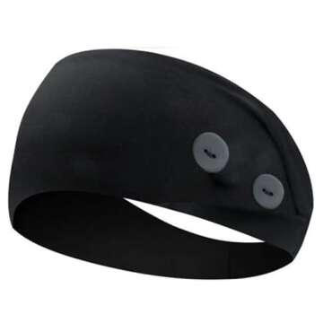 ABAMERICA Headbands with Button for Mask, Wide Nurses Headbands Non Slip Elastic Ear Protection for Women Men Doctors Sweatband Headband