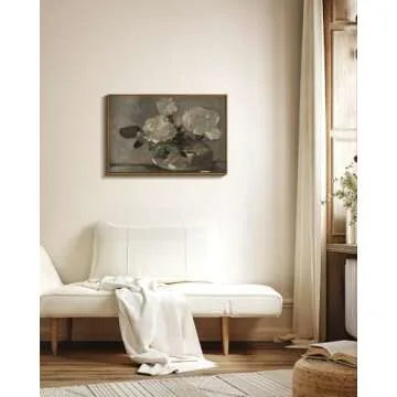 InSimSea Framed Wall Art for Living Room Vintage Flower Canvas Wall Art Framed Wall Decorations Mid ...