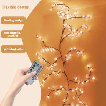 LED Tree Branch Lights for Wall 7.55 FT 144LEDs Cherry Blossom Lights Vine Lights with Remote and 8 Lighting Modes Cherry Blossom Garland Willow Vine for Bedroom Indoor Wall Wedding Christmas Decor