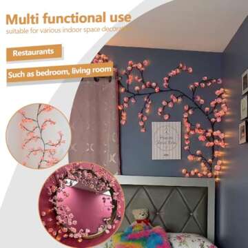 LED Tree Branch Lights for Wall 7.55 FT 144LEDs Cherry Blossom Lights Vine Lights with Remote and 8 Lighting Modes Cherry Blossom Garland Willow Vine for Bedroom Indoor Wall Wedding Christmas Decor