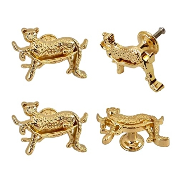 WhaGaay Leopard Cabinet Knobs - Elegant Gold Animal Handles for Furniture