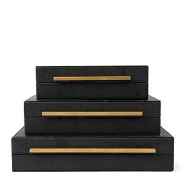 Elegant Kingflux Black Shagreen Storage Box Set