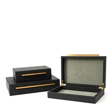 Elegant Kingflux Black Shagreen Storage Box Set