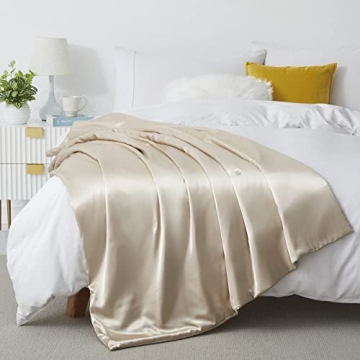 Silk Throw Blanket - Soft Lightweight Satin for Couch Bed