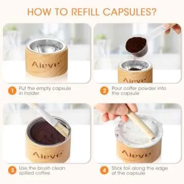 Aieve Reusable Vertuo Capsule Kit for Nespresso Vertuo Pods, Includes 80Pcs Capsules Aluminum Seals Foil Lids, Capsule Holder, Coffee Scoop and Brush