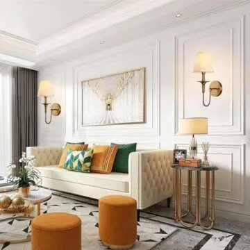 KEFA Wireless Battery Operated Wall Sconces Set of 2,No Wiring Rechargeable Wall Lights with Remote,Antique Brass Vintage Fabric Shade Wall Lamp Fixtures for Living Room Bedroom Hallway Farmhouse TV