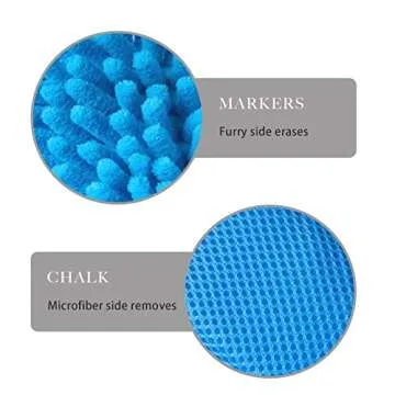 4 Pieces Microfiber Shag Whiteboard Eraser Shag Washable Dry Eraser Board Eraser for Chalk, Classroom Teacher Supplies, Home and Office (Blue, Grey, Pink)