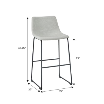 Walker Edison Grey Faux Leather Armless Bar Chairs Set