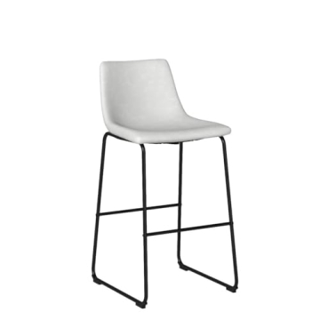 Walker Edison Grey Faux Leather Armless Bar Chairs Set