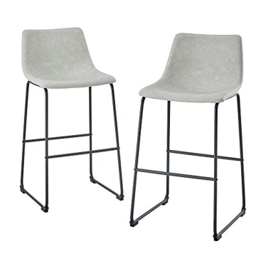 Walker Edison Grey Faux Leather Armless Bar Chairs Set