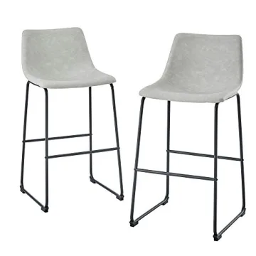 Walker Edison Grey Faux Leather Armless Bar Chairs Set