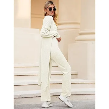 TOLENY Women's Fuzzy 3-Piece Lounge Set Stylish Comfort