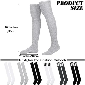 Aneco 6 Pairs Thigh Socks for Women - Cosplay & Warmth