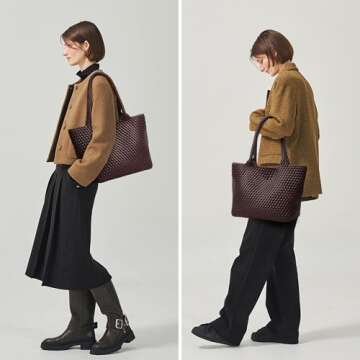 Vegan Leather Woven Tote Bag: Stylish Women’s Handbag for All Occasions - Perfect for Summers