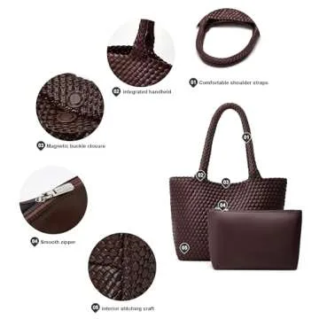 Stylish Vegan Leather Woven Tote Bag for Women