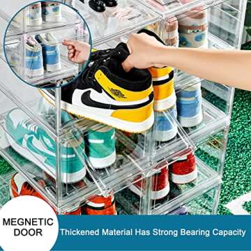 Stackable Clear Plastic Shoe Storage Boxes - 12 Pack