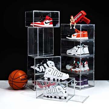 Stackable Clear Plastic Shoe Storage Boxes - 12 Pack
