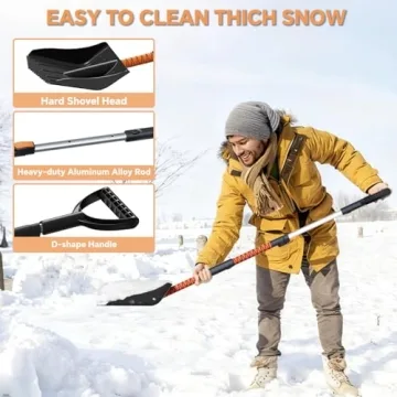 4-In-1 Snow Brush Kit with Extendable Handle and Squeegee