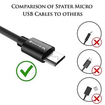 Spater 5-Pack 7-Inch Micro USB Cable for Fast Charging