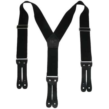 Welch Work Suspenders - Y-back Style 2 Inch Webbing, Made in USA (Black Medium)
