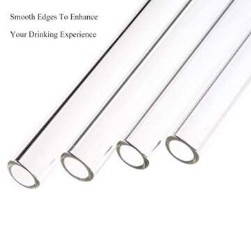 ALINK Skinny Clear Glass Straws, 10.5" x 7 mm Long Reusable Drinking Straws for 30 oz RTIC/YETI Tumblers, Mason Jars, Pack of 8 with 2 Cleaning Brush