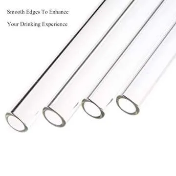 ALINK Clear Glass Straws - 8 Reusable Drinking Straws