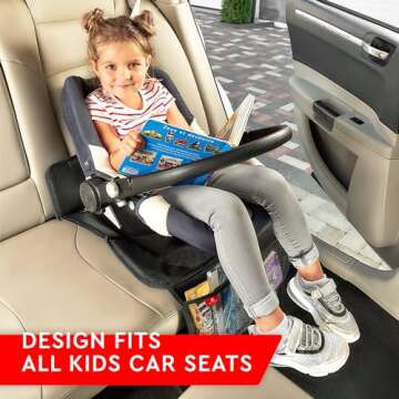 Helteko Car Seat Protector - 2 Pack Seat Mat for Under Child Booster Carseat, Seat Cover Protector from Waterproof & Stain Resistant Thickest Padding Material for Leather and Fabric Seats, Black