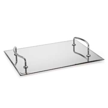 StudioSilversmiths 12 x 16 Mirror Tray with Silver Handles