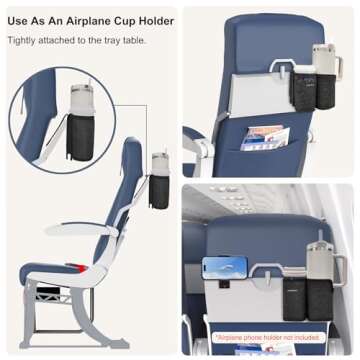 LebenHaus 2 in 1 Luggage Cup Holder for Suitcase|Airplane Tray Table Carry on Hands Free Drink Carri...