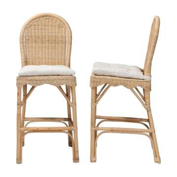 Bali & Pari Bilu Natural Rattan Bar Stool Set, 2-Piece