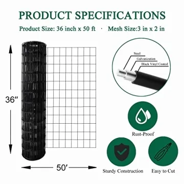Durable Black PVC Coated Welded Wire Fence 36" x 50'