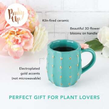 Pinky Up Cactus Ceramic Coffee Mugs, Tea Cups, Travel Mug, Latte Cup, Drinking Glasses for Chocolate...
